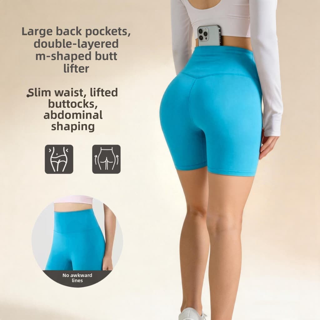 Cintura alta Yoga quarto calças verão respirável exterior Wear Leggings respirável pele-amigável tecido nu macio ceroso