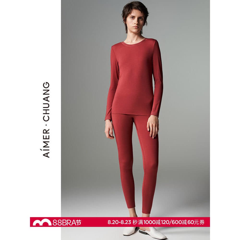 AIMER CHUANG Fino Consider Roupa Interior Térmica Mulheres Outono Inverno Cintura Alta Calças Compridas Calças Térmicas