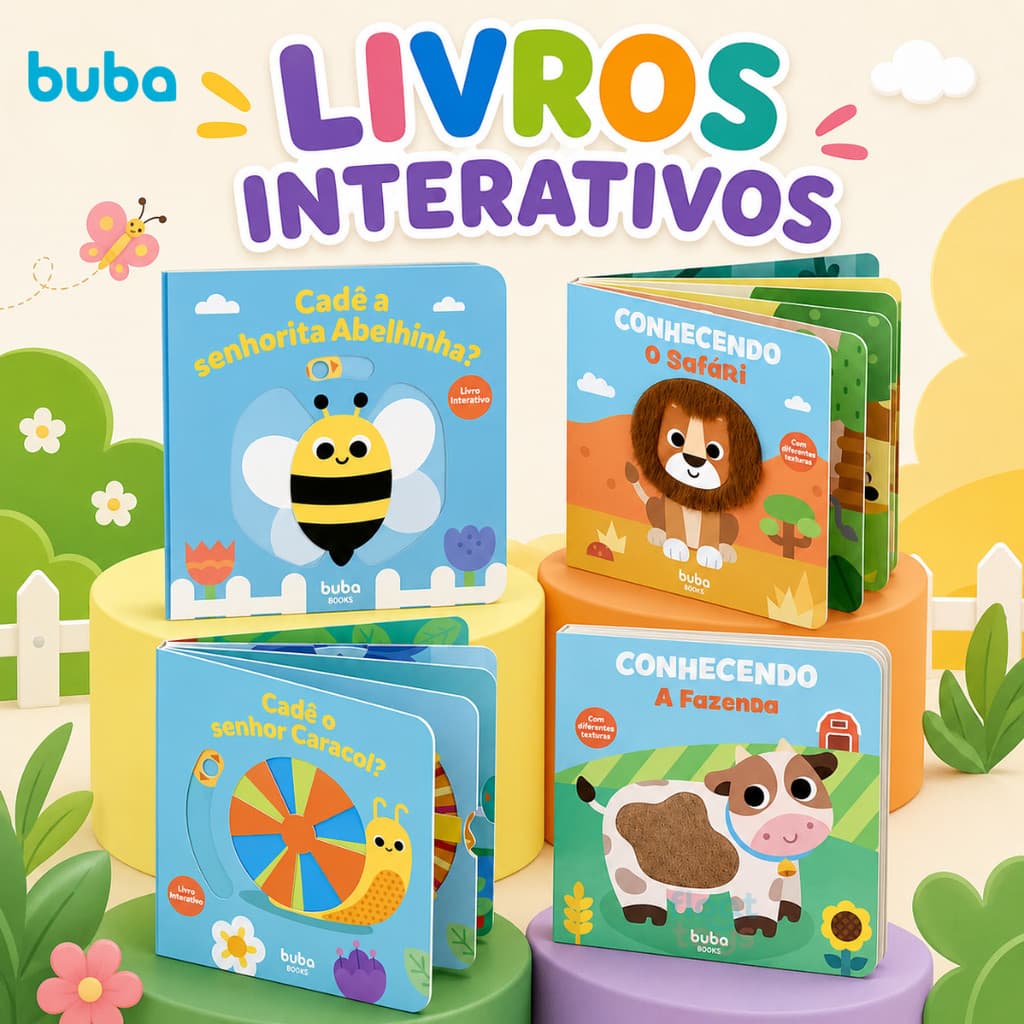 Livro Infantil Buba Sensorial Toque Interativo Bebe Crianca Desenvolvimento Textura Livrinho