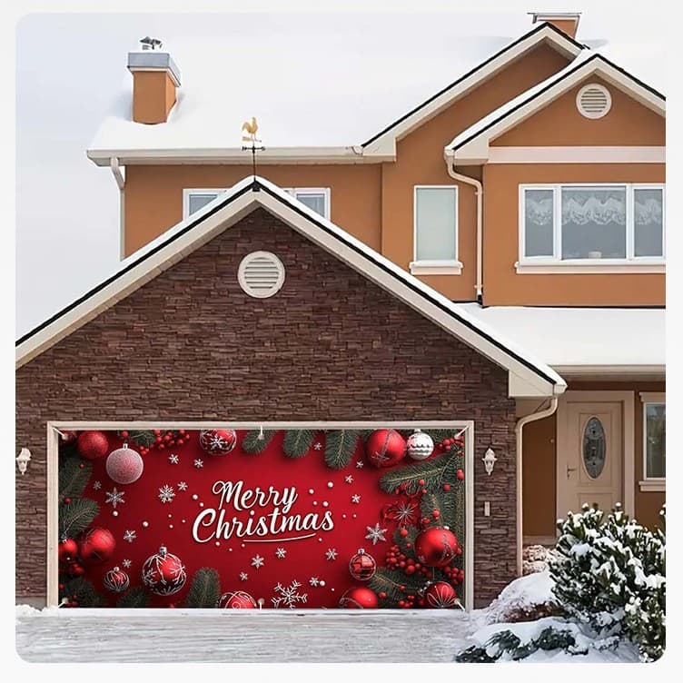 Adesivo de porta de garagem para decoração de festa de natal, pano de suspensão de Banner de pátio, pano de fundo de dec