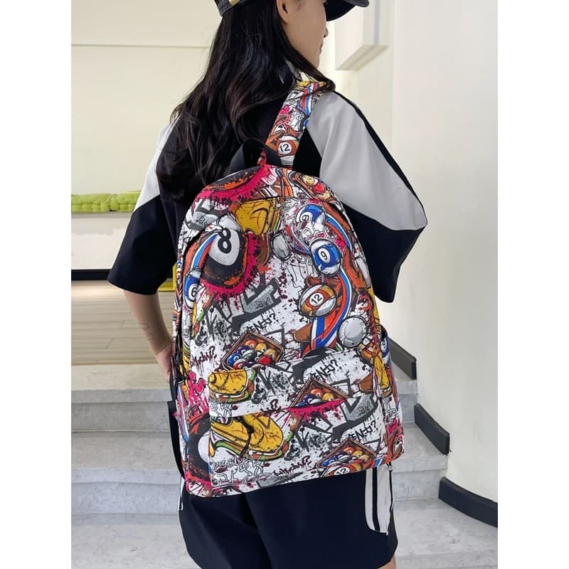 Grande capacidade estudantes do ensino fundamental mochila feminina novo estilo único Graffiti meninos na moda legal moc