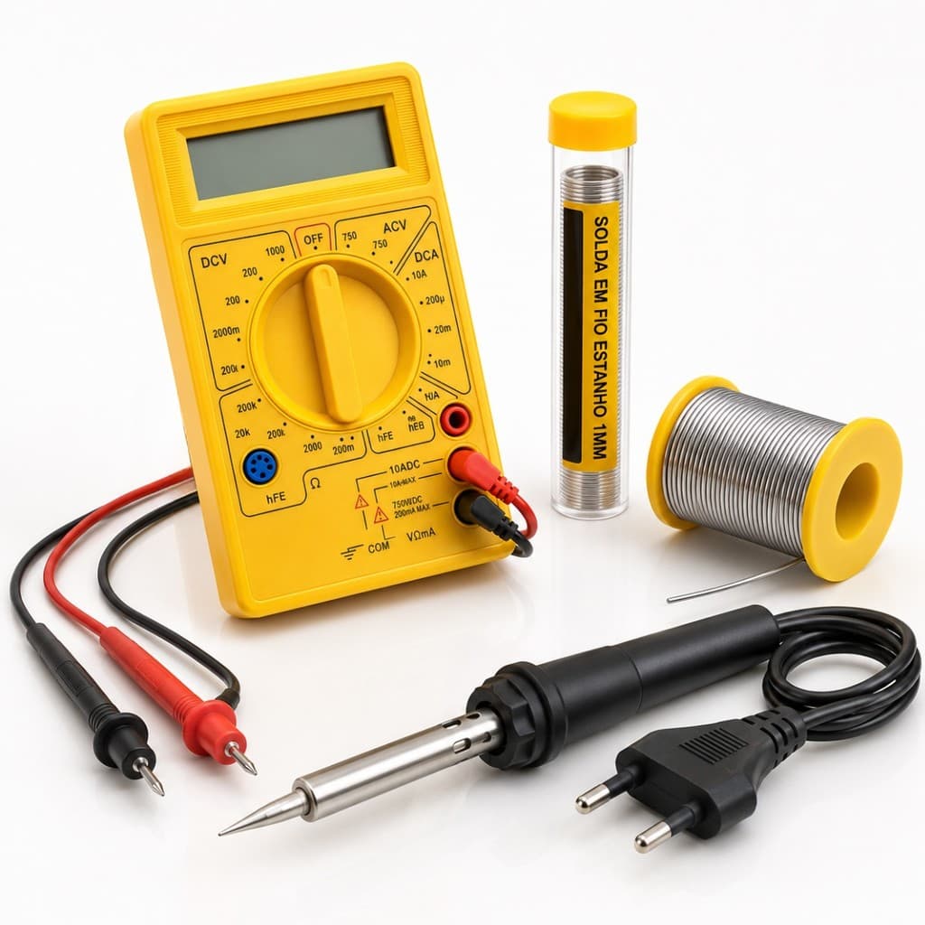 Ferro De Solda 60w Misaki 110v + Multimetro + Solda Estanho