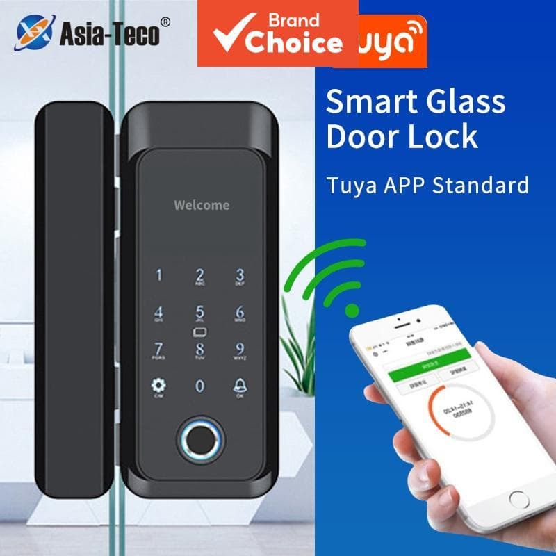 Fechadura Eletrônica de Porta com Impressão Digital Biométrica em Vidro Inteligente, Controle por Aplicativo Bluetooth,