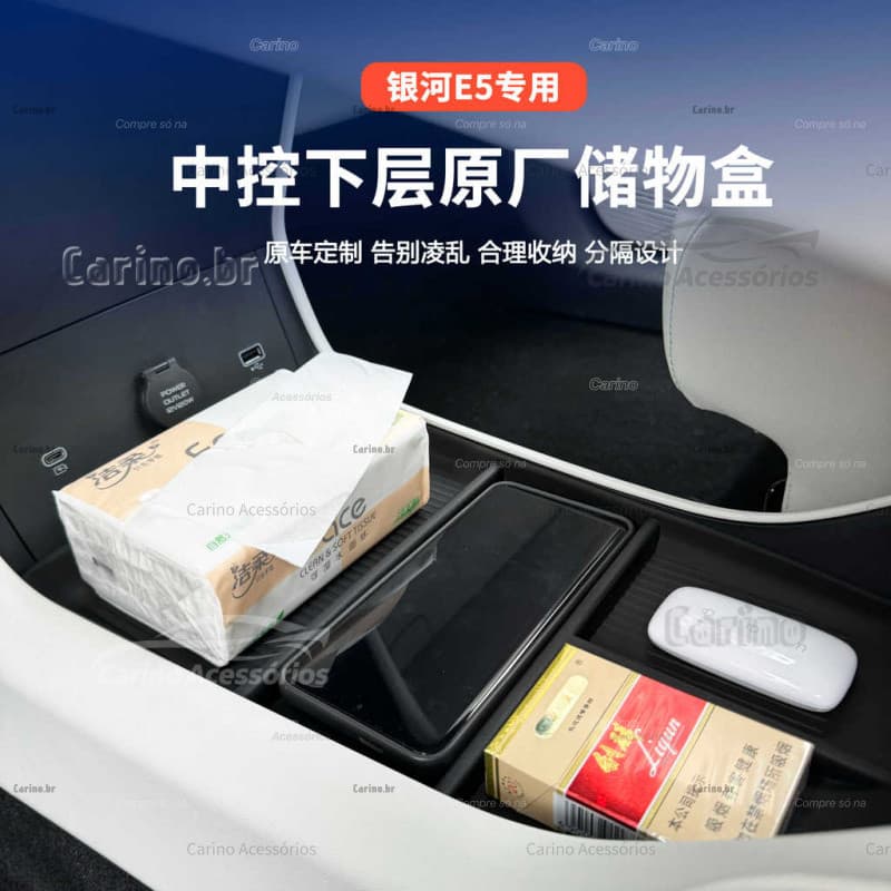 Adequado para Geely Ex5, caixa de armazenamento do console central, caixa divisória de armazenamento de dupla camada, ca
