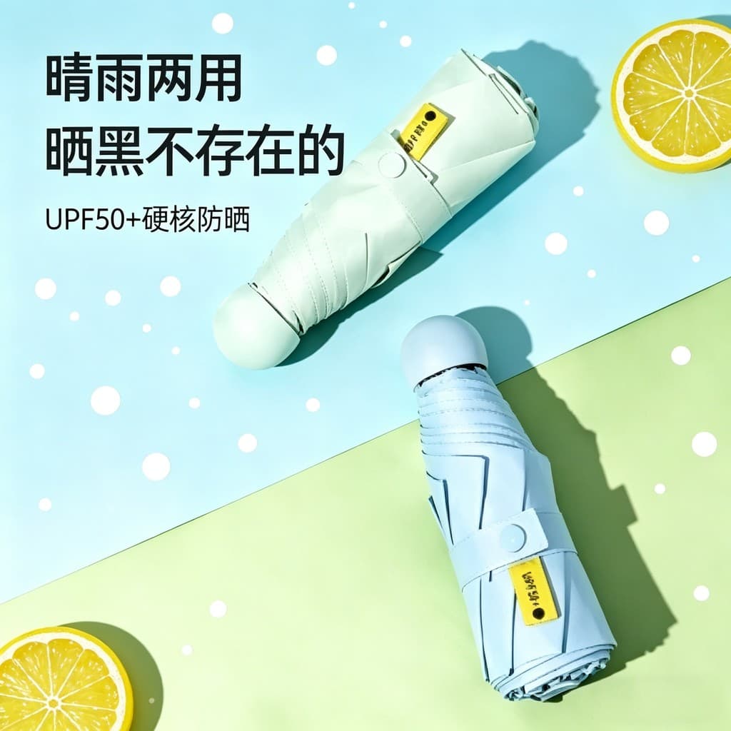 Cápsula guarda-sol guarda-chuva portátil bolso protetor solar Anti-UV guarda-sol pequeno duplo uso feminino