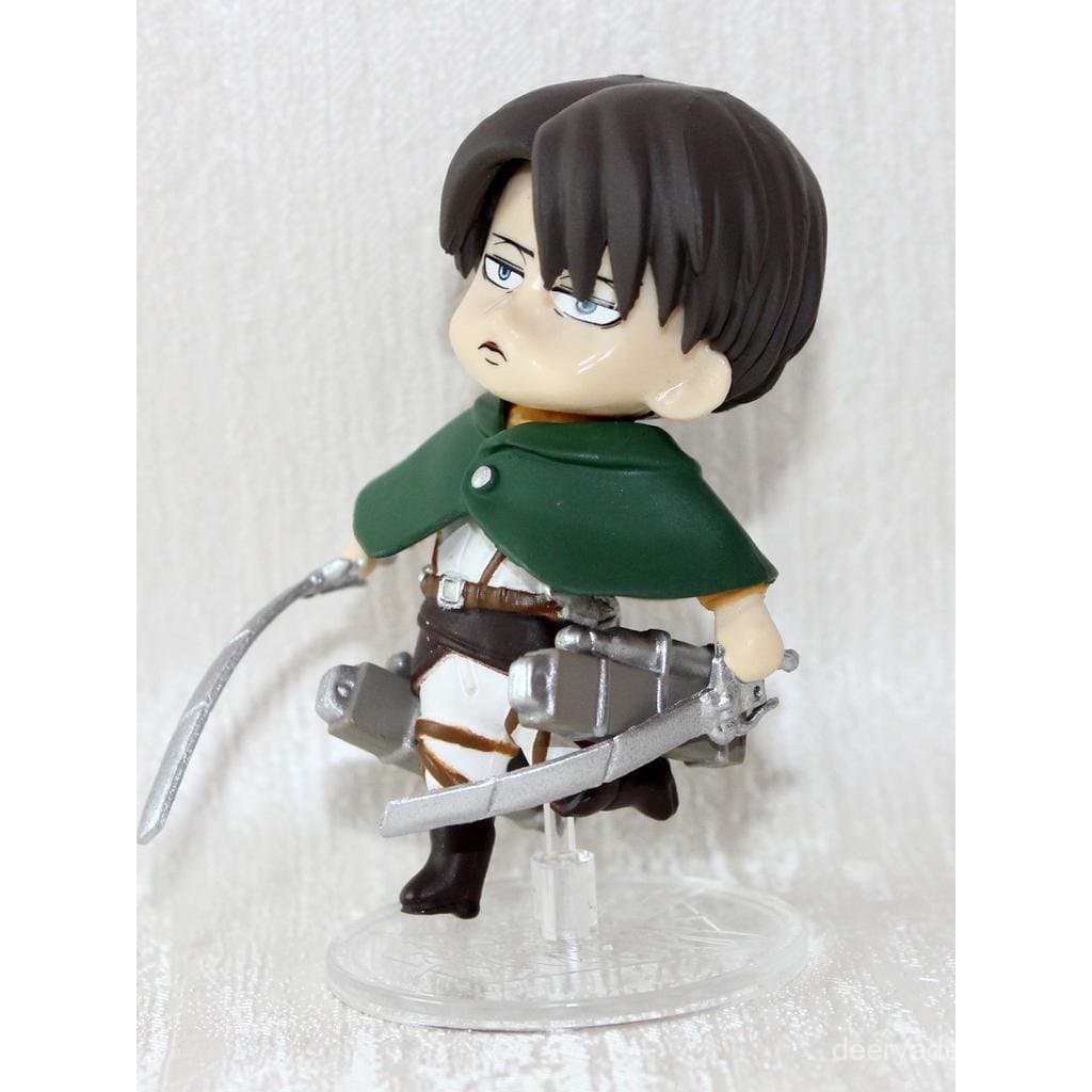 Figura em PVC da versão Q de Attack on Titan, soldados Allen, Mikasa e Elwin, modelo de ornamento bidimensional de anime