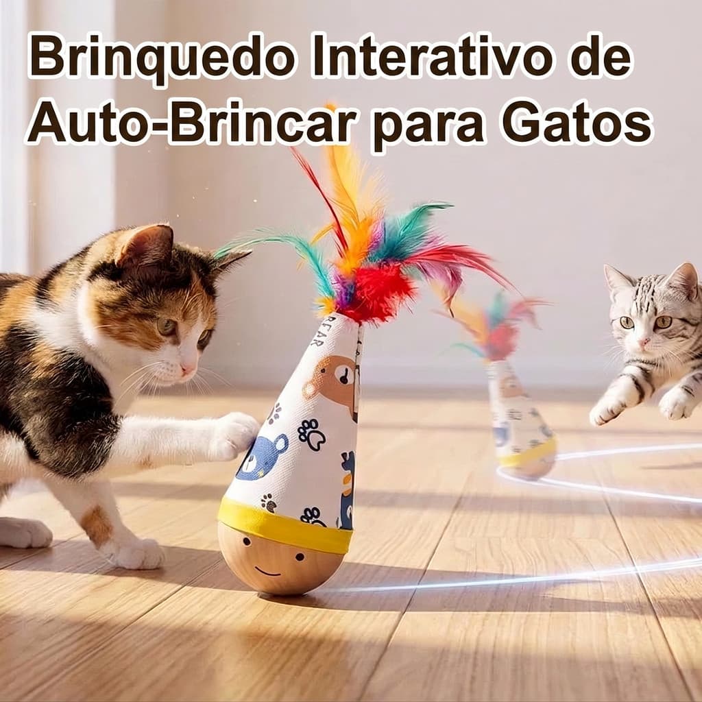 Brinquedo Para Gatos Joao Bobo De Madeira Macica Com Pena Varinha Interativo Alivia Tedio