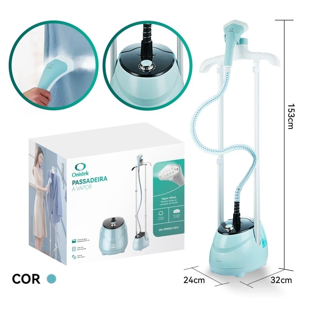 Passadeira a Vapor para Roupas ON-PR903 Suporte Duplo Ajustável 153cm 10 Modos 110V ou 220V