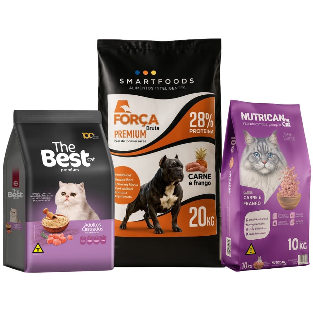 Ração Premium Para Cães e Gatos Nutrican, Força Bruta, The Best 10kg ou 20kg