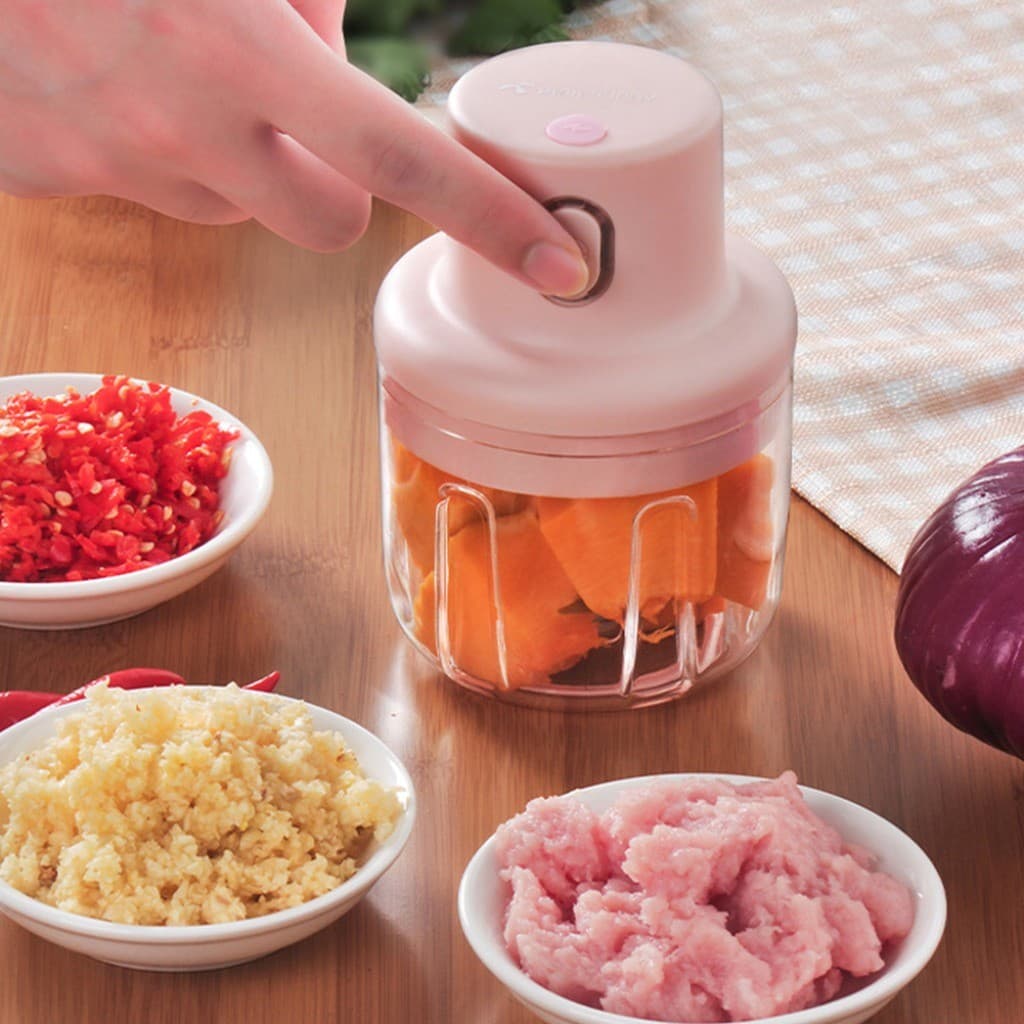 Mini moedor processador de alimentos pequeno sem fio 250ml, adequado para vegetais, alho, gengibre, rosa