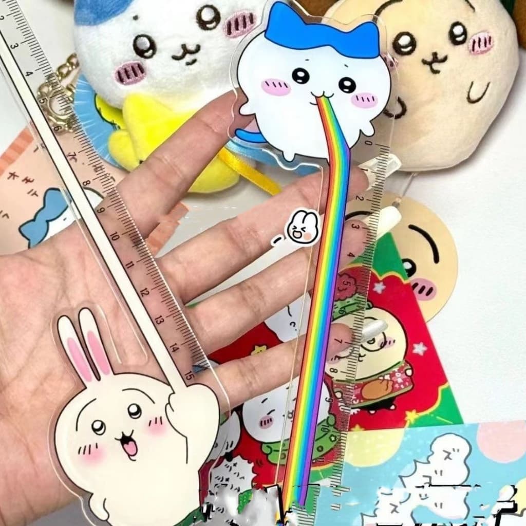 Bonito Criativo Anime 15cm Régua Diversão Dos Desenhos Animados De Plástico Kawaii Moda Papelaria Estudante Material De