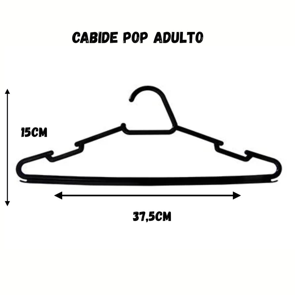 Kits 50/40/30/20 E 10 Cabides Plásticos Preto