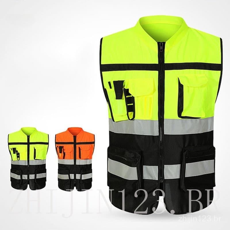 Colete Refletivo de Alta Visibilidade para Trabalho Noturno em Construção Roupas de Segurança para Motocicleta CY9F