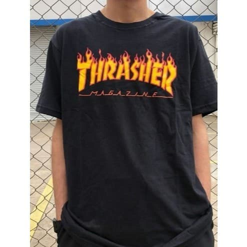 Camiseta camisa Manga Curta Flame Logo Thrasher Magazine