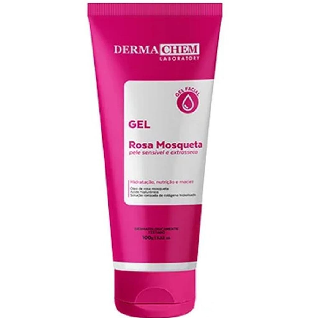 🥰Gel Facial Antirressecamento Dermachem Rosa Mosqueta 100g – Nutrição Cuidados com Pele Seca😍