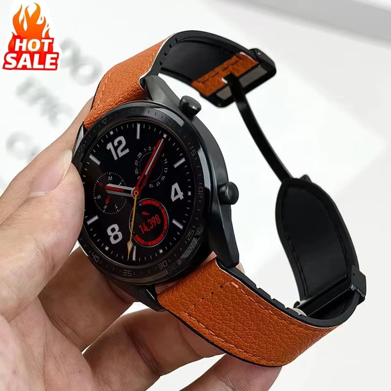 20mm 22mm Fivela Magnética Silicone + Pulseira De Couro Compatível Para Samsung Galaxy Watch 7/6/5/4 Redmi 5 Active Lite