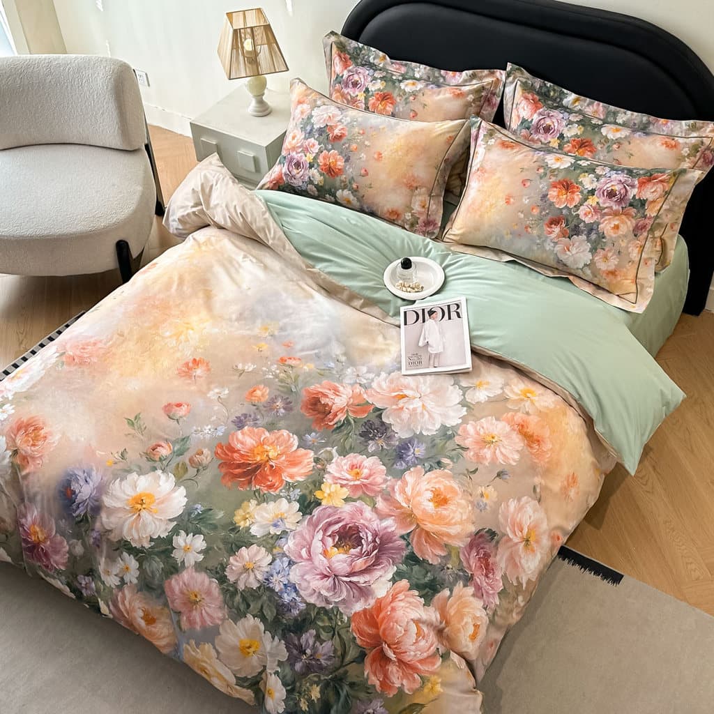 2026 novo estilo High-End sentimento puro algodão conjunto de quatro peças 100% algodão sarja lençol colcha capa cama qu