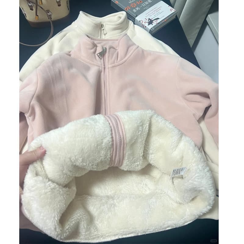 Jaqueta grossa gigante de lã interna, jaqueta de inverno feminina, forro de lã, uniforme escolar, ferramenta útil