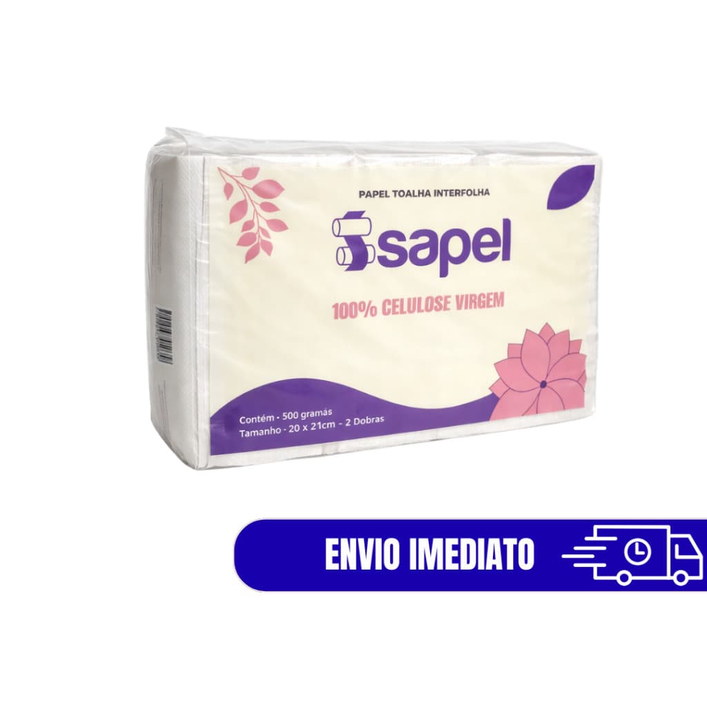 Papel Toalha Interfolha Sapel Branco 2 Dobras 20x21cm 500g Alta Absorção