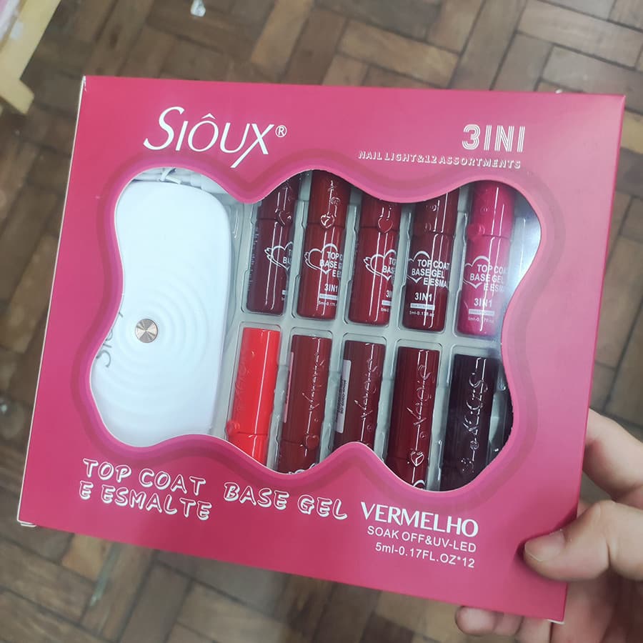 KIT 12 ESMALTES 3 EM 1 COM MINI CABINE - SIOUX
