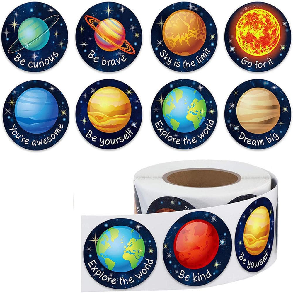 500Zhang/Realistic Solar System Stickers Earth Outer Space Inspirational Educational Party Decorations