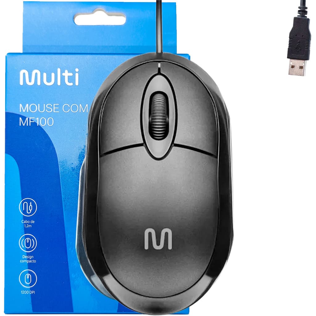 MOUSE MULTILASER COM FIO MF100 MO300 1200DPI