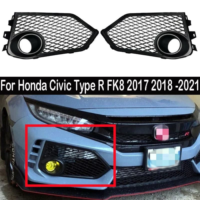 Amortecedor Dianteiro Do Carro Luz De Nevoeiro Capa Guarnição Para Honda Civic Tipo R FK8 2017 2018 2019 2020 2021 Quadr