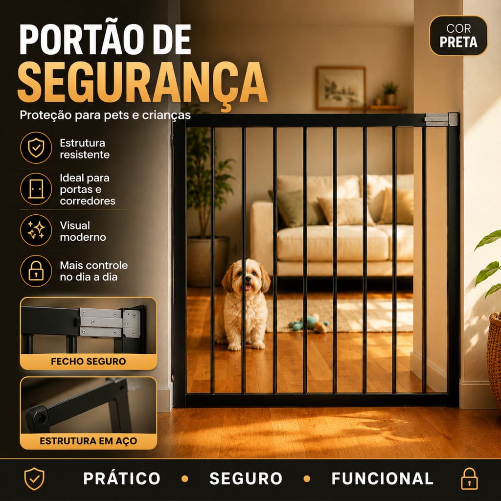Portão Grade Fixo Parafusado Sob Medida 60cm A 100cm Largura Segurança Extra Crianças Pets