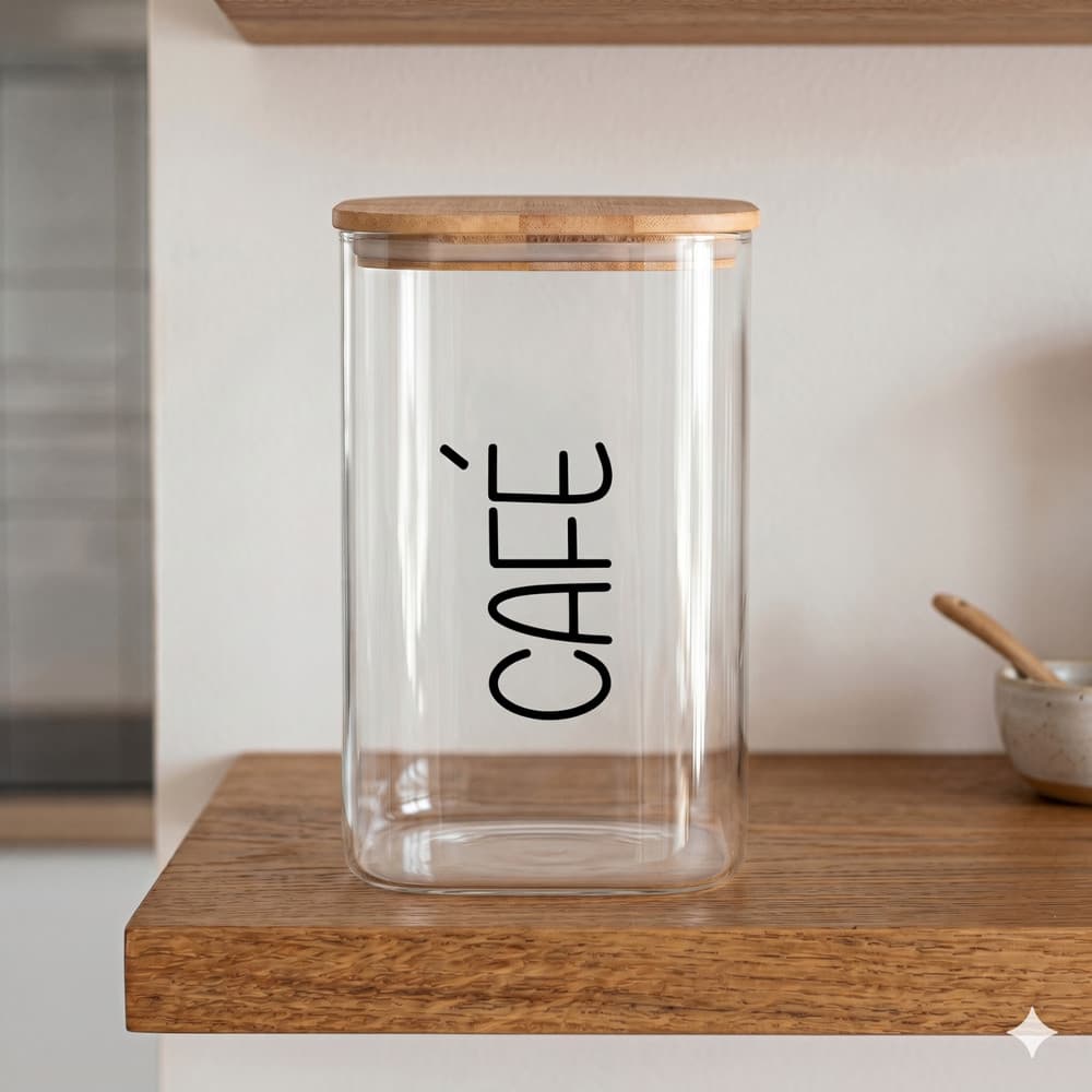 Porta Mantimentos Quadrado (1,1 Litros) Café