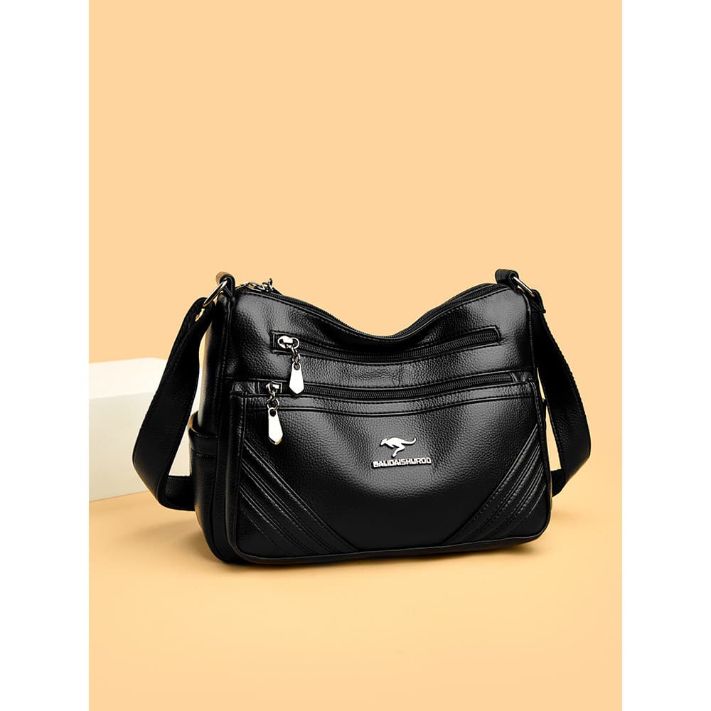 Luo Botu bolsa feminina de couro genuíno 2026 novo estilo elegante All-Match mãe bolsa mensageiro de um ombro grande cap