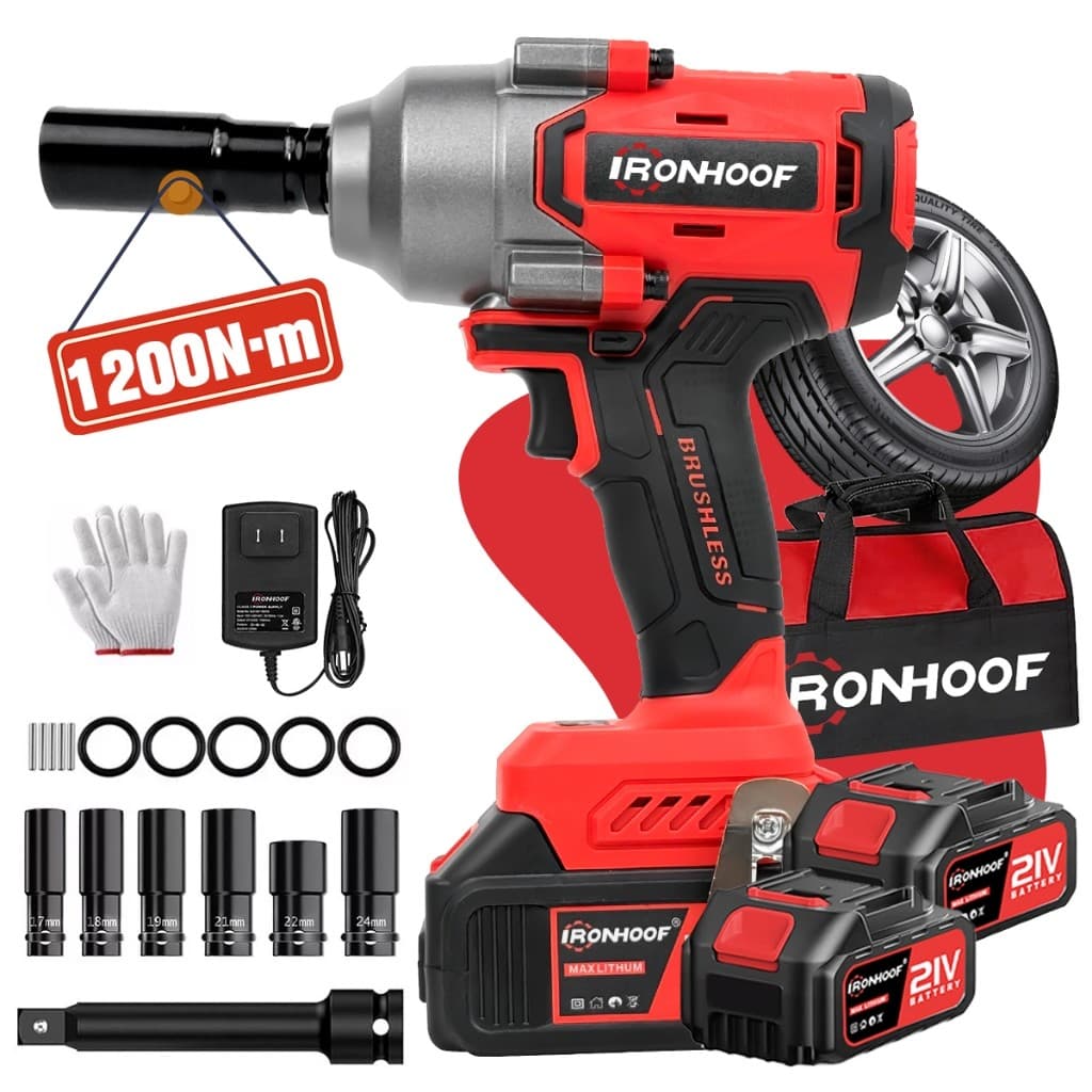 Chave De Impacto 1200NM Elétrica Brushless 4.0AH 2 Bateria