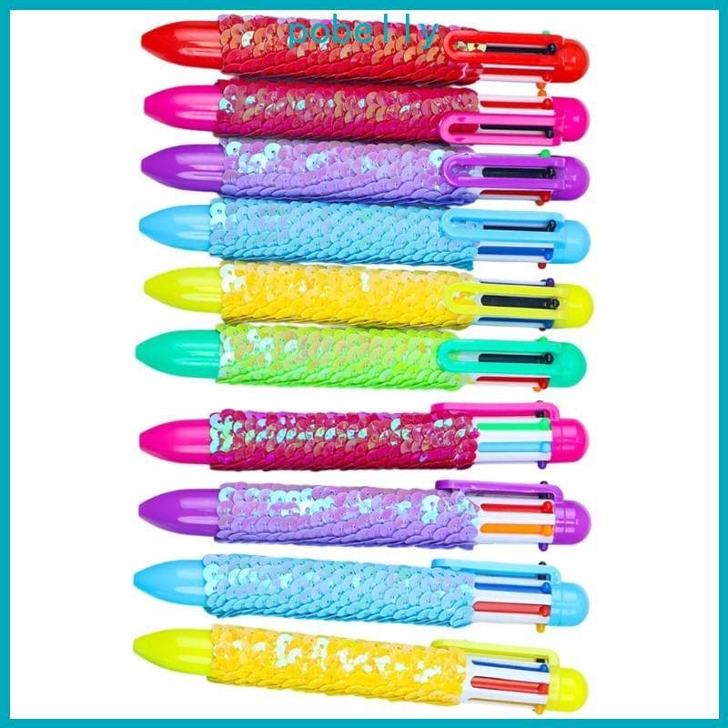Pob 10pcs Caneta Esferográfica Retrátil 6 1 Transporte Multicolorida Escolar Escritório Para Estudante