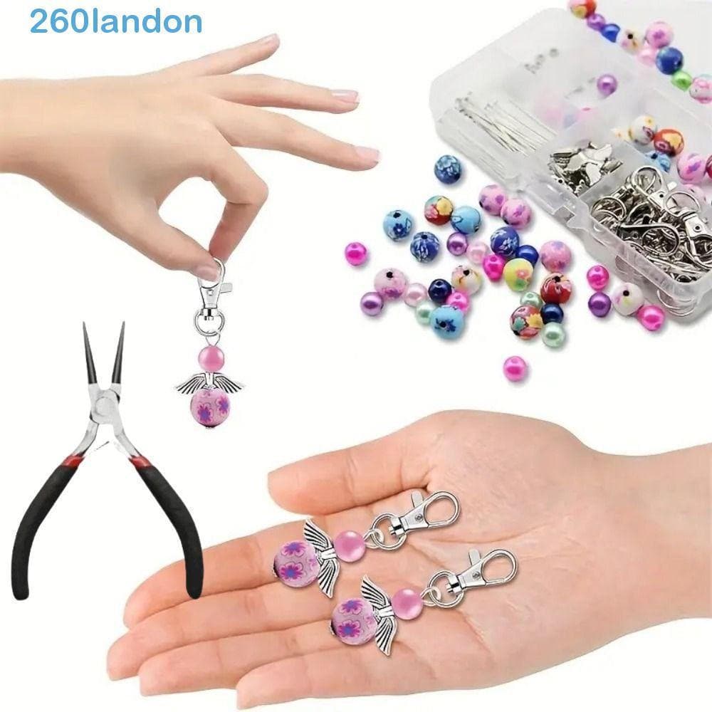 LANDON 30 Pçs/Set Anjo Encantos Chaveiro Conjunto , DIY Frisado Da Guarda Pingente , Porta-Chaves