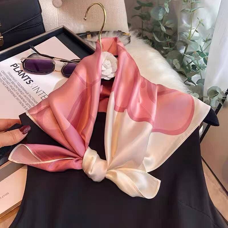 70 * 70 Lenço De Seda Feminino Profissional Pequeno Cachecol Floral Impressão Quadrado