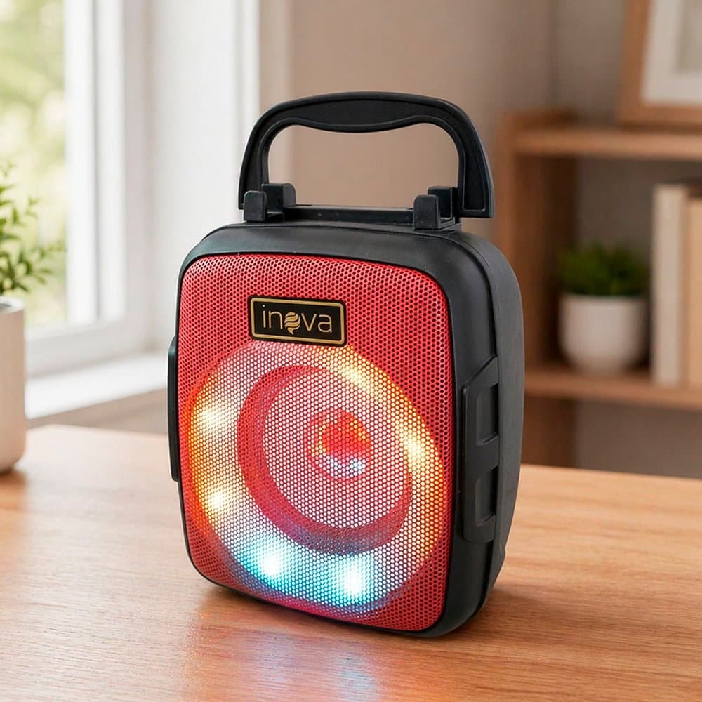 Caixa De Som Bluetooth Portátil Recarregável Radio Com LEDs