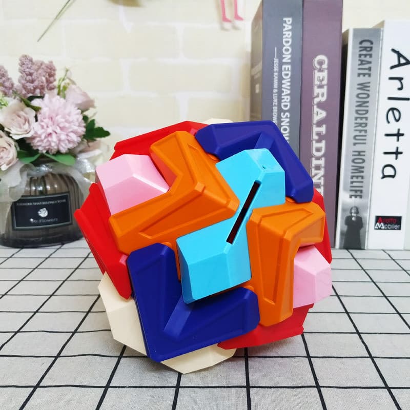 Diy crianças montado bola cofrinho educação precoce tridimensional blocos de construção inteligência cubo rubik piggy Ba