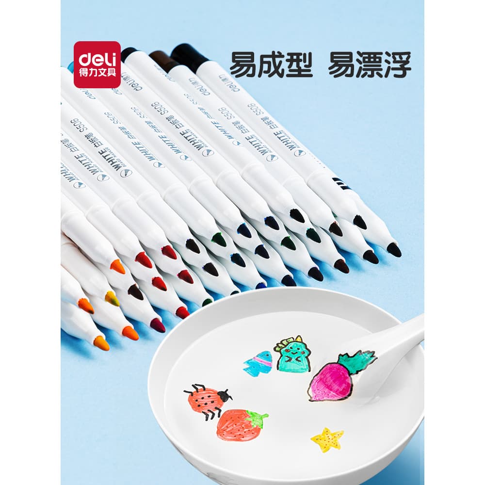 Deli Caneta Flutuante Pintura a Água Infantil Cor Caneta para Quadro Branco Água Apagável Caneta Aquarela Flutuante Água
