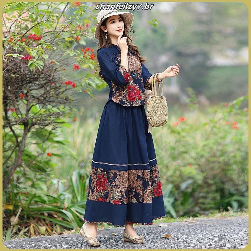 Estilo chinês roupas femininas melhoradas Cheongsam topo estilo chinês Tang terno feminino Hanfu estilo étnico Retro alg