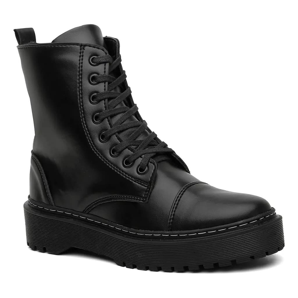 Bota Feminina Corturno Barato Cano Médio Blogueira Tratorada Leve em Promoção