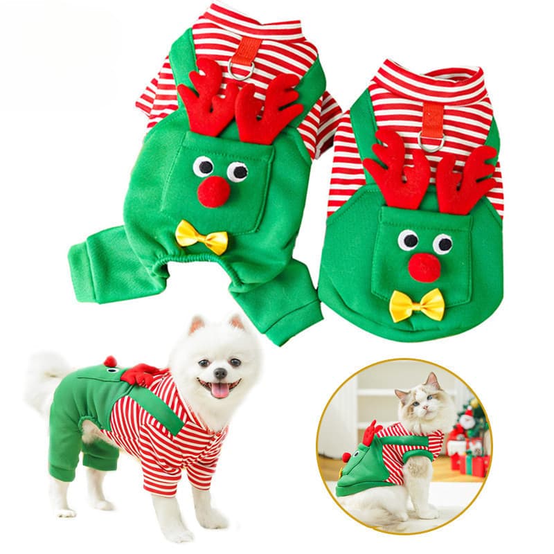 Roupa de Natal para Cães e Gatos, Macacão de Alce para Animais de Estimação, Fantasia para Pomeranianos e Chihuahuas