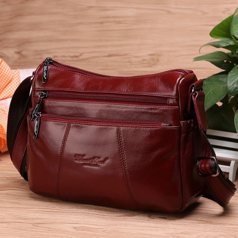 Xizhixiu bolsa feminina de couro macio, bolsa mãe de um ombro, bolsa feminina de meia-idade, primeira camada de couro cr