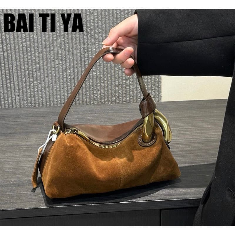 bolsa transversal feminino Bolsa 2025 novo estilo Nubuck couro Boston travesseiro saco nicho Design All-Match bolsa Casu