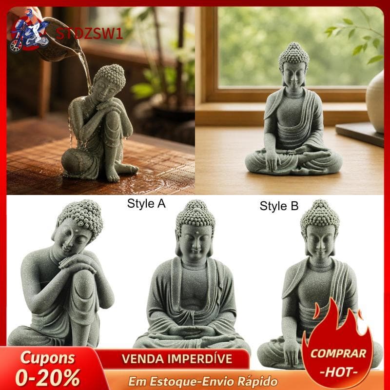 [stdzsw1] Mini Estatueta De Buda Arenito Verde Figura Escultura Decorativa De Luxo Para Mesa De Chá Ou Decoração De Inte