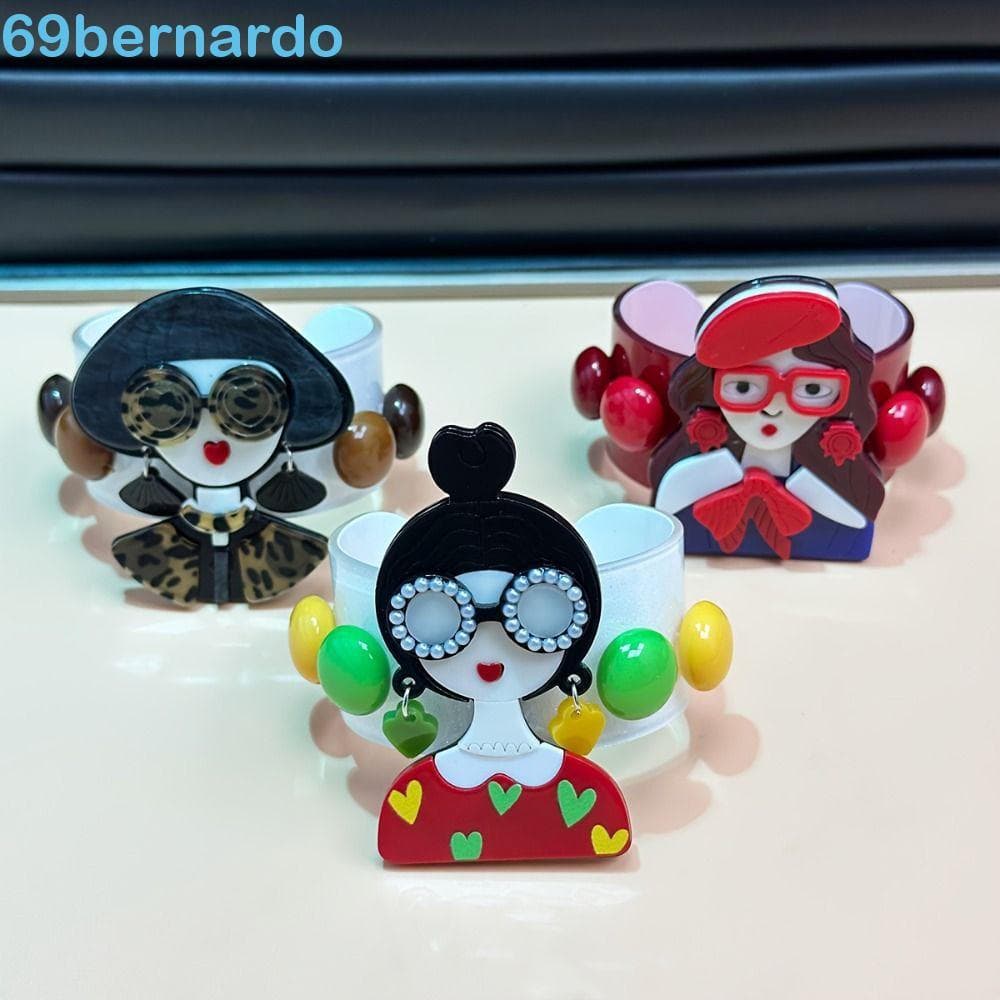 Corrente De Mão Circular De Retalhos BERNARDO , Pulseira Feminina Com Motivos De Menina De Desenho Animado Aberta De Acr
