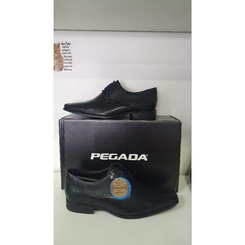 Pegada Sapato Social Masculino Preto em Couro - Confortável e Versátil 127003