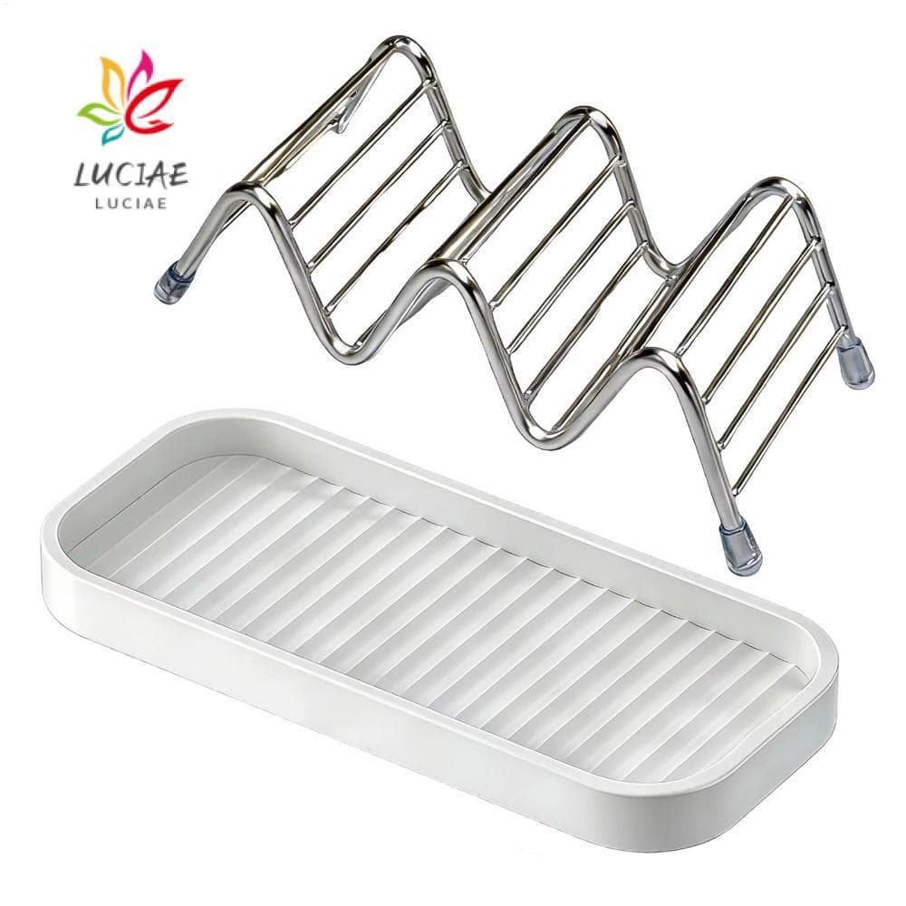 LUCIAE Saboneteira De Aço Inoxidável , Multicena Com Bandeja De Sabonete , Multifuncional Auto Drenante