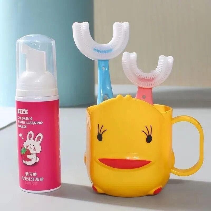 Escova de dentes genuína oficial loja principal marca crianças em forma de u cerdas macias Silicone 2-3-6-12 anos de ida