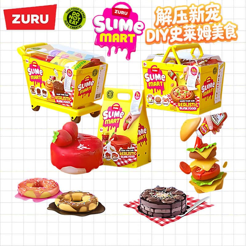 Carrinho de Compras Zuru Slime Mart, Kit de Comida de Slime Realista com 27 Acessórios, Brinquedo de Supermercado para M