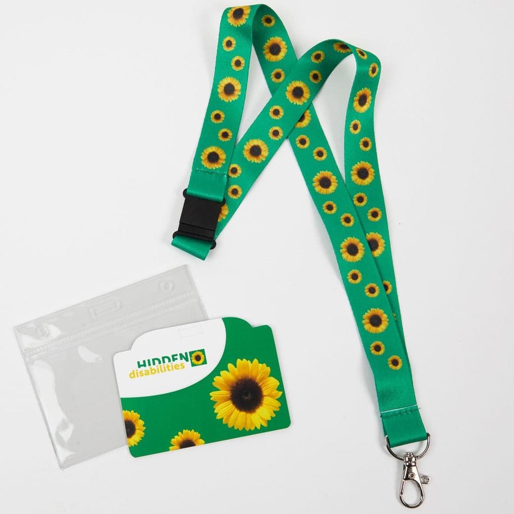 Cordão Oficial com Estampa de Girassol para Pessoas com Deficiência Oculta, com Porta-Crachá |   1 Conjunto de Cordão Oc