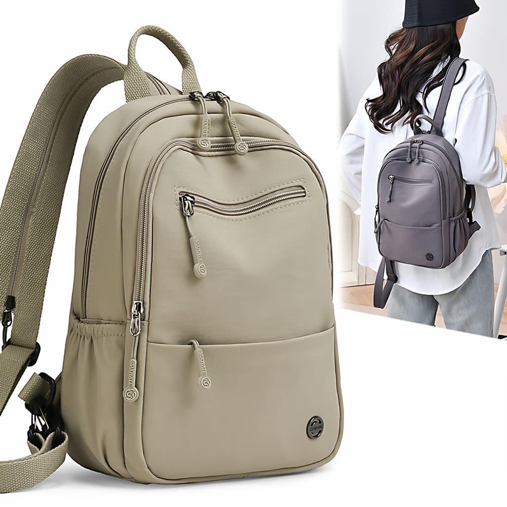 Pano de náilon Multi-Purpose mochila senhoras novo estilo grande capacidade leve Commuter mochila diária Casual saco peq